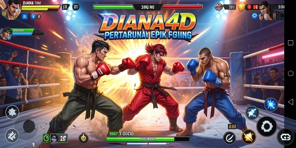 Tampilan pertarungan memukau dalam DIANA4D dengan karakter unik.