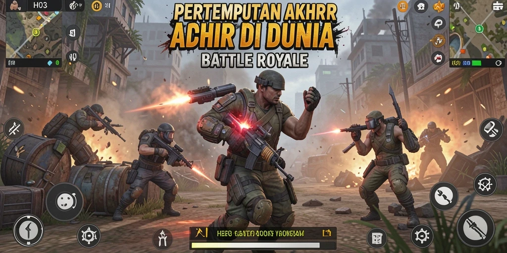 Tampilan gameplay seru di H03 dengan pertempuran Battle Royale yang mendebarkan.