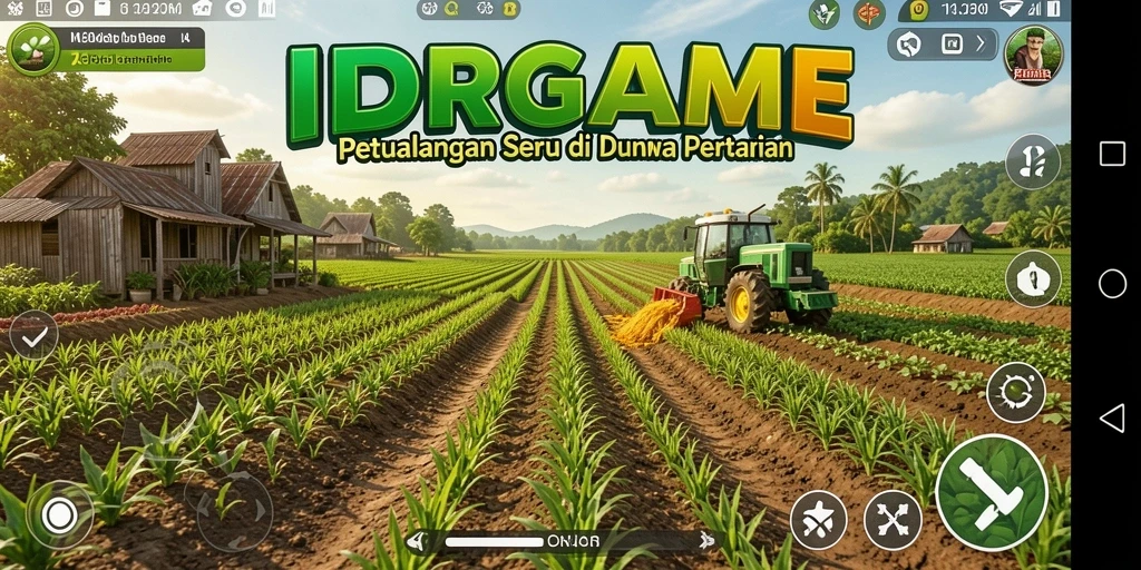 Screenshot IDRGAME menampilkan momen seru dalam bertani dan mengelola pertanian.