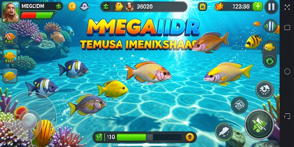 Tampilan gameplay MEGAIDR dengan aksi Tembak Ikan yang seru.