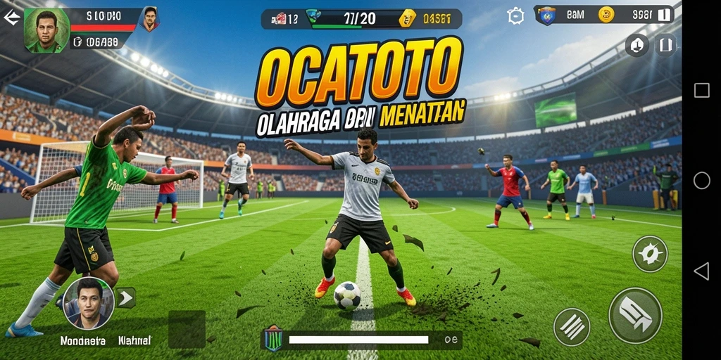 Tangkapan layar menunjukkan pertandingan olahraga intens di OCATOTO.