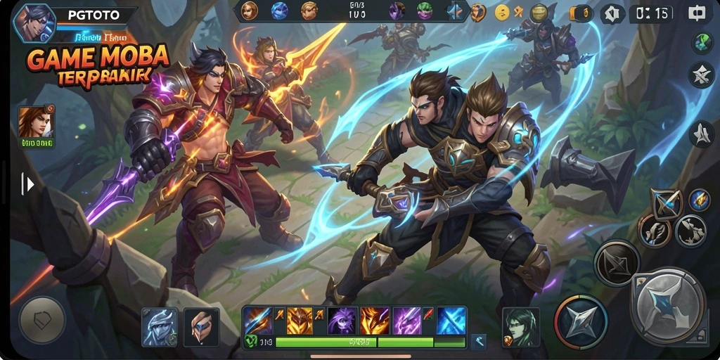 Screenshot menampilkan aksi seru dalam permainan MOBA PGTOTO.