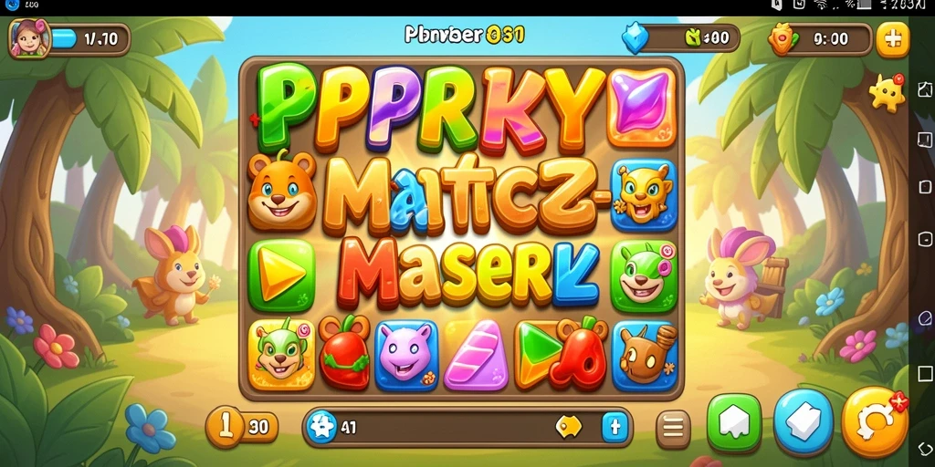 Screenshot gameplay PPRRYY yang menampilkan aksi Match-3 yang seru.