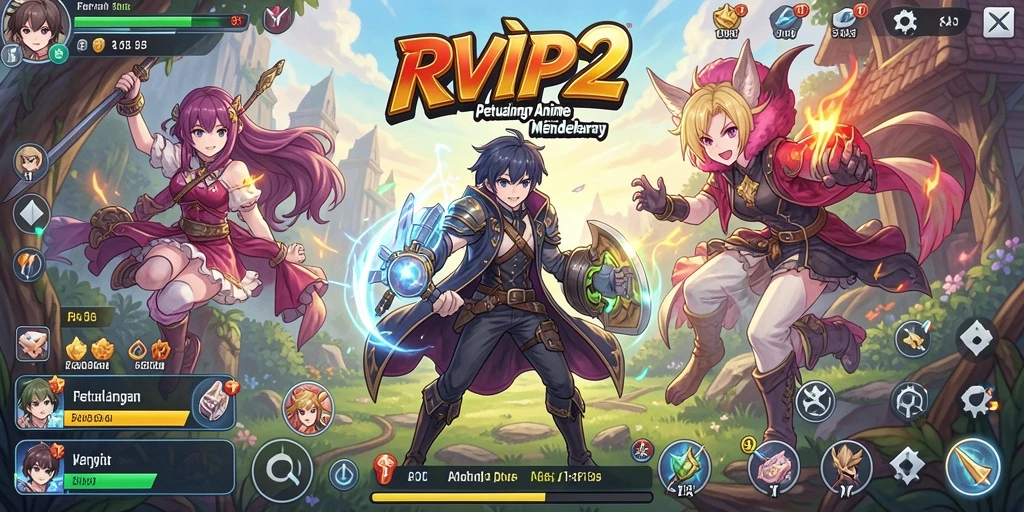 Screenshot RVIP2 menampilkan aksi seru dalam dunia Anime.