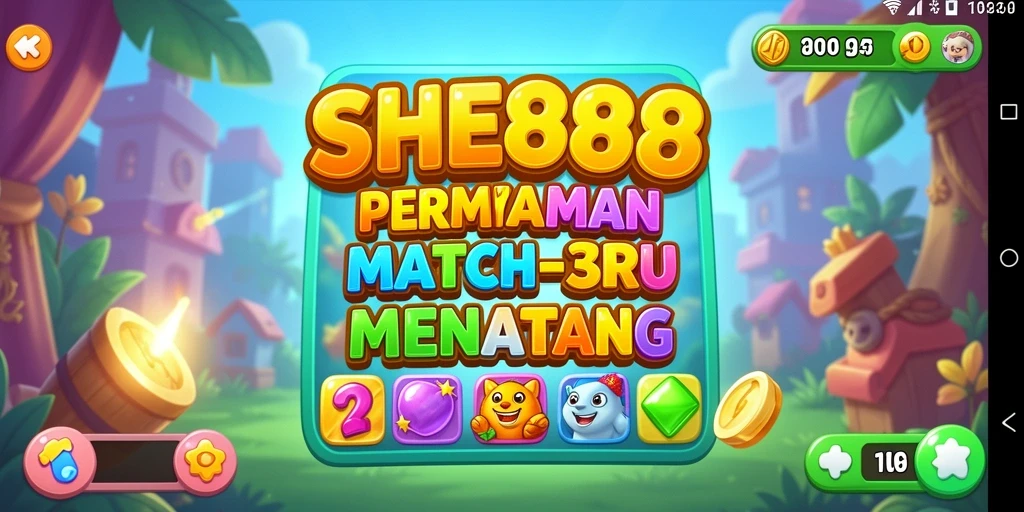 Tangkapan layar gameplay SHE888 yang menampilkan momen seru Match-3.