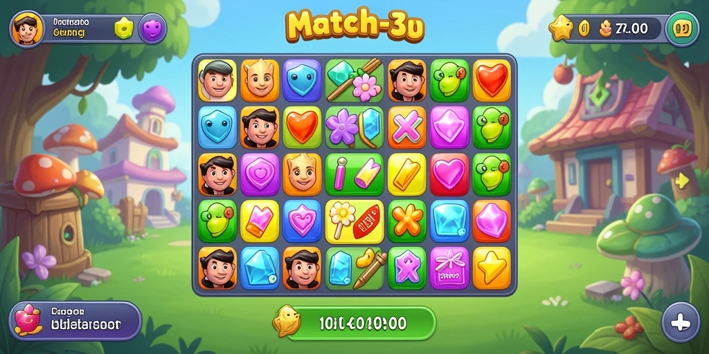 Screenshot menampilkan gameplay seru dari UH77 Match-3.