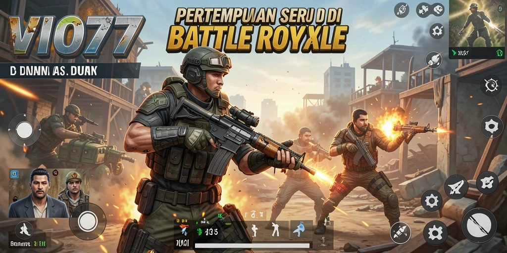 Screenshot VIO77 menampilkan aksi pertempuran Battle Royale yang seru.