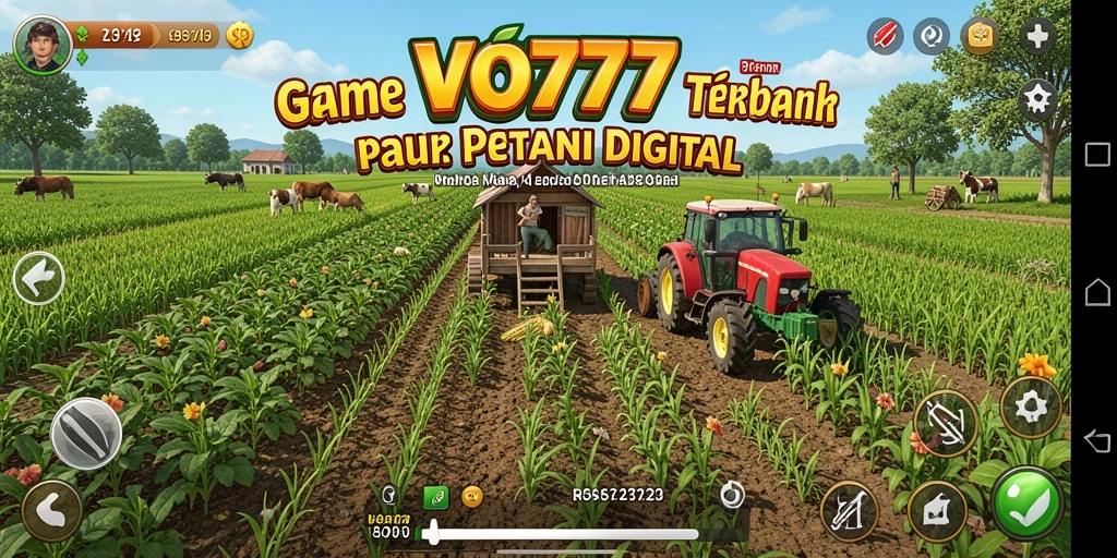 Screenshot VO777 menampilkan petani yang merawat tanaman hijau subur.
